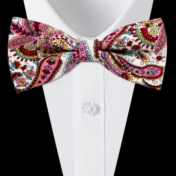 3Pcs Men's Flowers Paisley Cotton Bow Tie Necktie Set - Style #1 - Bow Tie - image 2