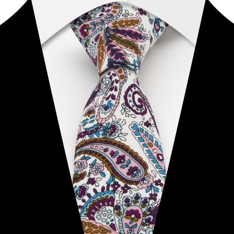 3Pcs Men's Flowers Paisley Cotton Bow Tie Necktie Set - Style #4 - Necktie - image 10