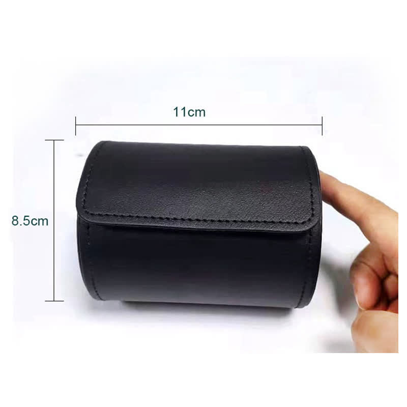 Black Round Necktie Box Magnetic Buckle Leather Case - image 4