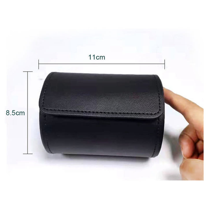 Black Round Necktie Box Magnetic Buckle Leather Case - image 4
