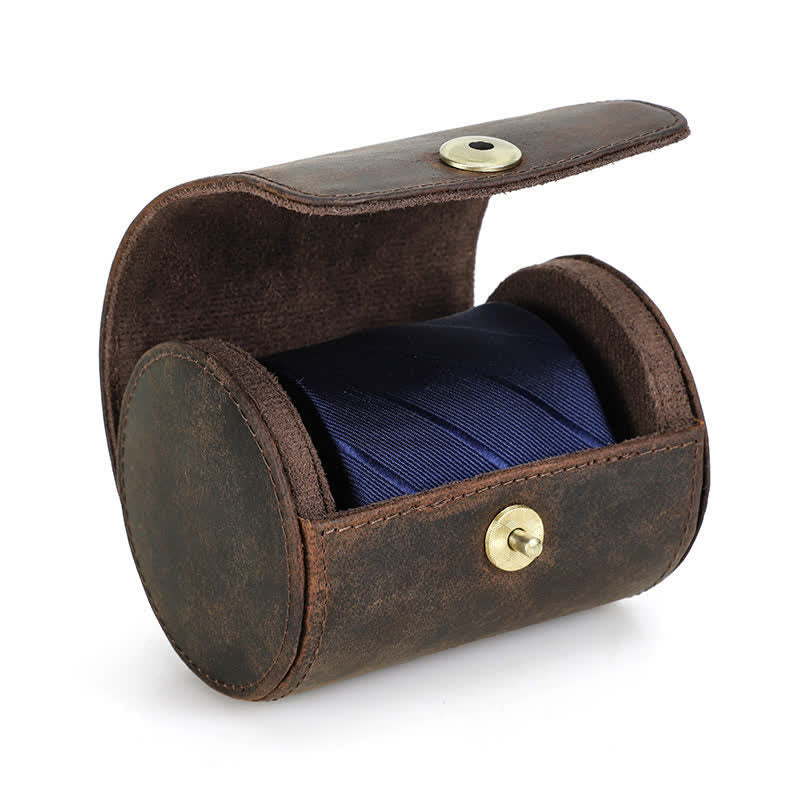 Single Necktie Retro Box Genuine Leather Case - image 4