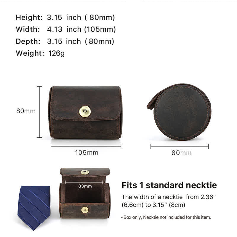 Single Necktie Retro Box Genuine Leather Case - image 5