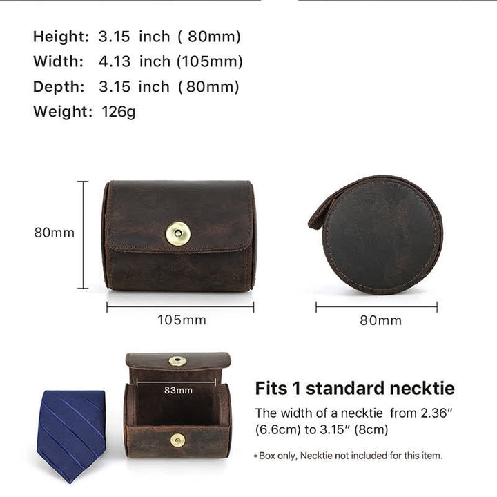 Single Necktie Retro Box Genuine Leather Case - image 5