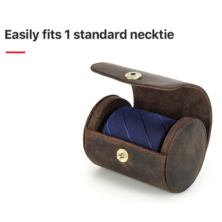 Single Necktie Retro Box Genuine Leather Case - image 8
