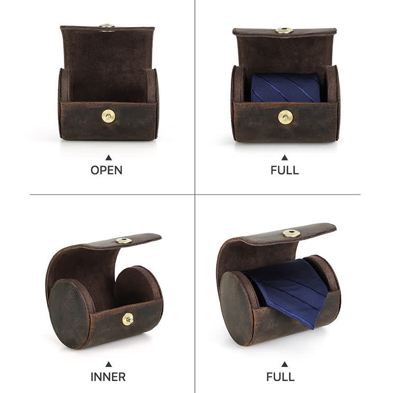 Single Necktie Retro Box Genuine Leather Case - image 6