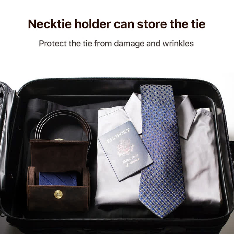 Single Necktie Retro Box Genuine Leather Case - image 10