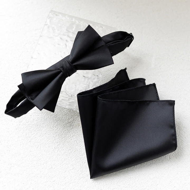 2Pcs Men's Elegant Flower Handkerchief Double Layered Bow Tie Set - Style #4 - Bow Tie + Handkerchief - image 5