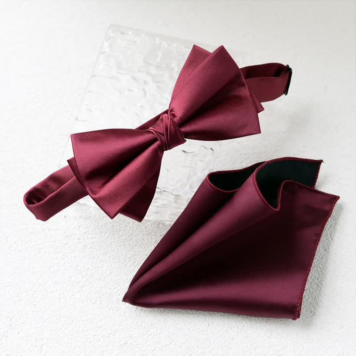 2Pcs Men's Elegant Flower Handkerchief Double Layered Bow Tie Set - Style #5 - Bow Tie + Handkerchief - image 6