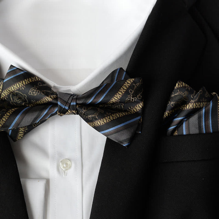 2Pcs Men's Elegant Flower Handkerchief Double Layered Bow Tie Set - Style #11 - Bow Tie + Handkerchief - image 12