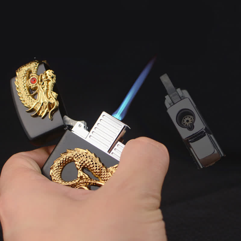 Three Sided Embossed Dragon Refillable Butane Lighter - image 2