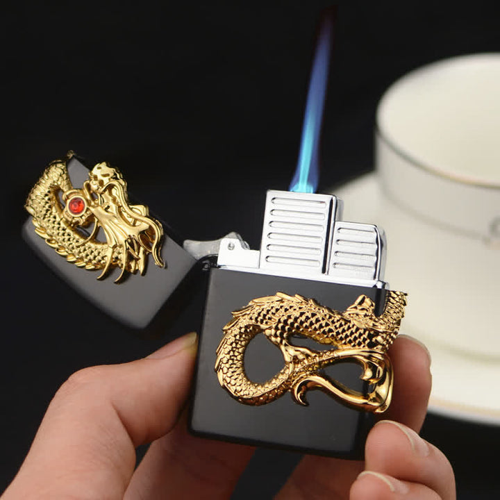 Three Sided Embossed Dragon Refillable Butane Lighter - image 4