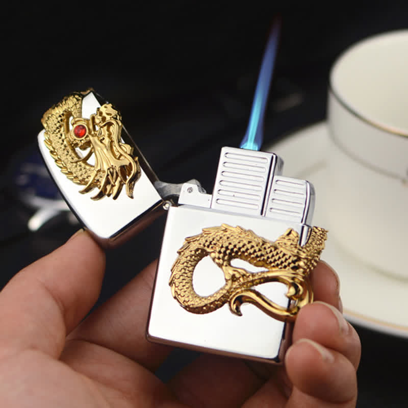 Three Sided Embossed Dragon Refillable Butane Lighter - image 7