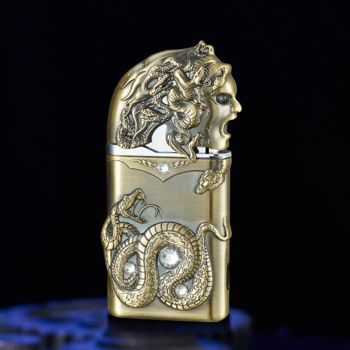Fancy Snake Rhinestone Inlaid Refillable Butane Lighter - Bronze - image 8