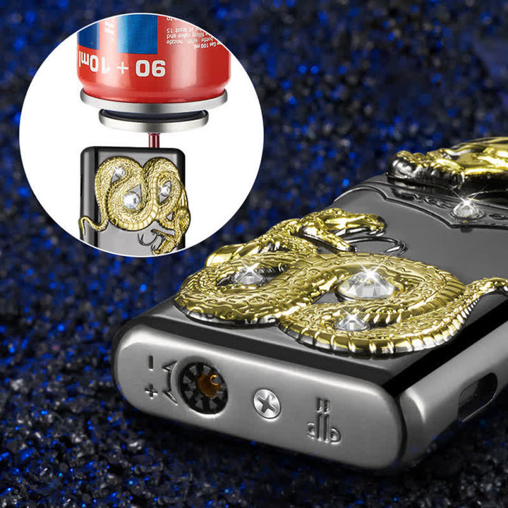 Fancy Snake Rhinestone Inlaid Refillable Butane Lighter - image 5