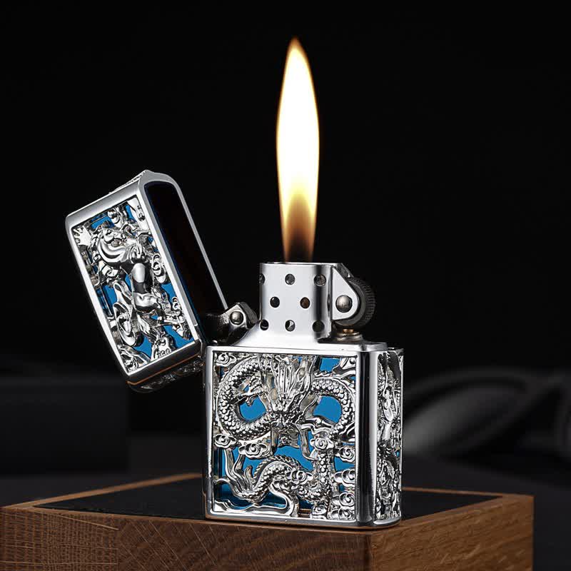 Embossed 3D Carving Dragon Refillable Kerosene Lighter - image 0