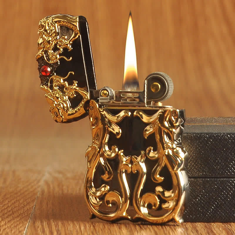 Double Dragon Two Tone Color Refillable Kerosene Lighter - image 0