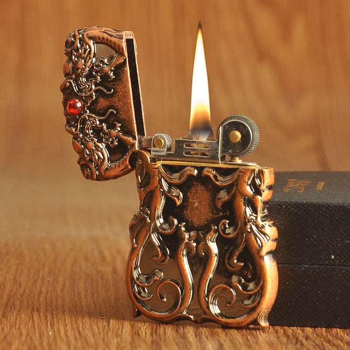Double Dragon Two Tone Color Refillable Kerosene Lighter - image 6