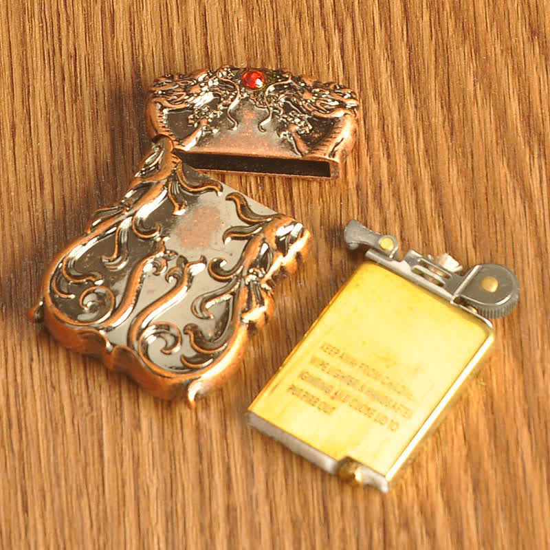 Double Dragon Two Tone Color Refillable Kerosene Lighter - image 7