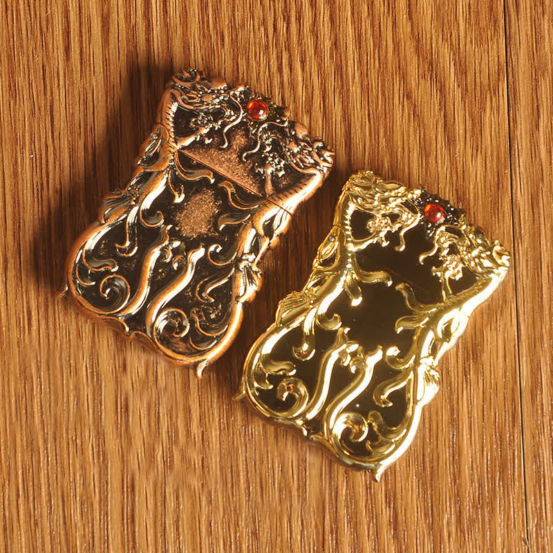 Double Dragon Two Tone Color Refillable Kerosene Lighter - image 3