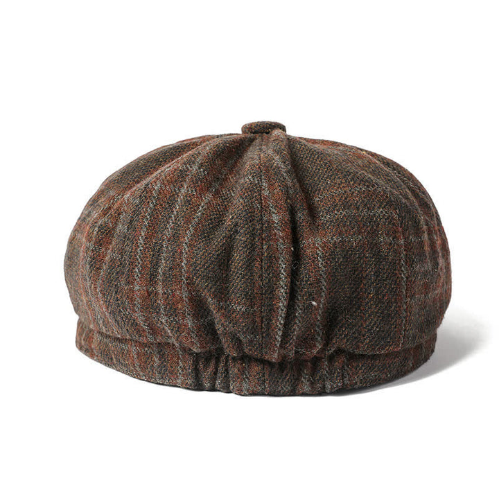 Vintage Plaid Cowboy Gentlemen Octagonal Beret Hat - image 4