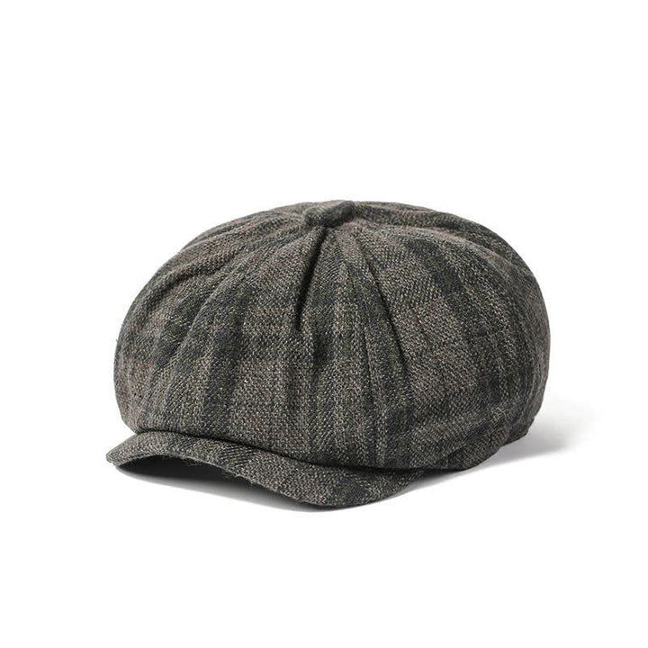 Vintage Plaid Cowboy Gentlemen Octagonal Beret Hat - Gray - M (22"-22 7/8") - image 6
