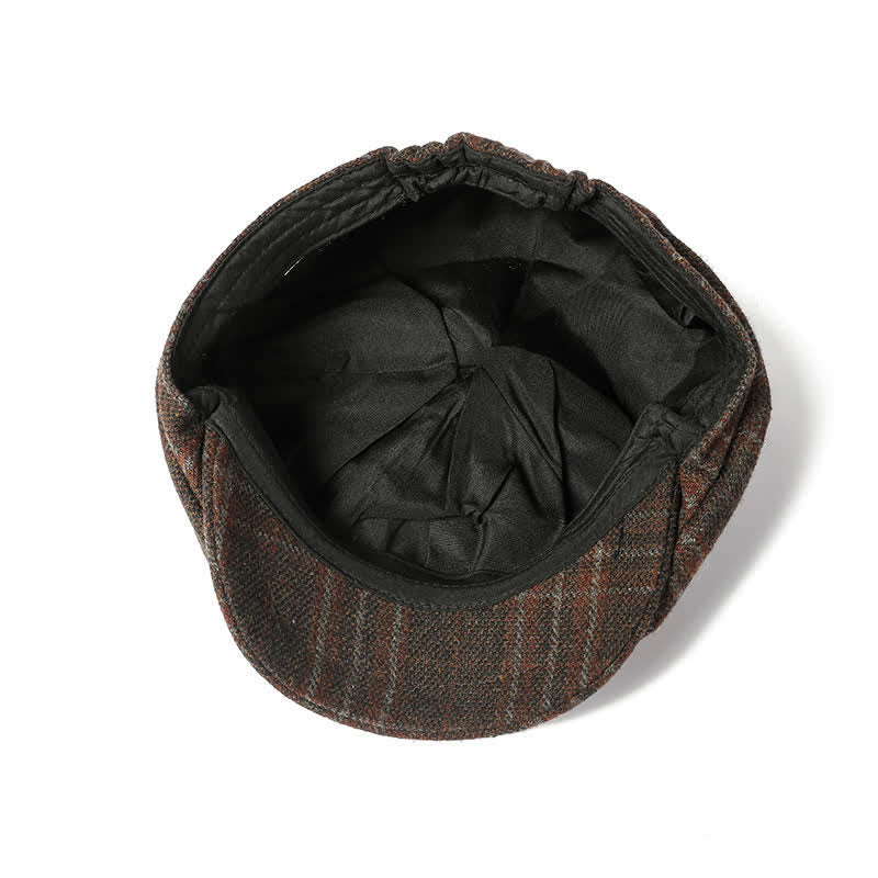 Vintage Plaid Cowboy Gentlemen Octagonal Beret Hat - image 1