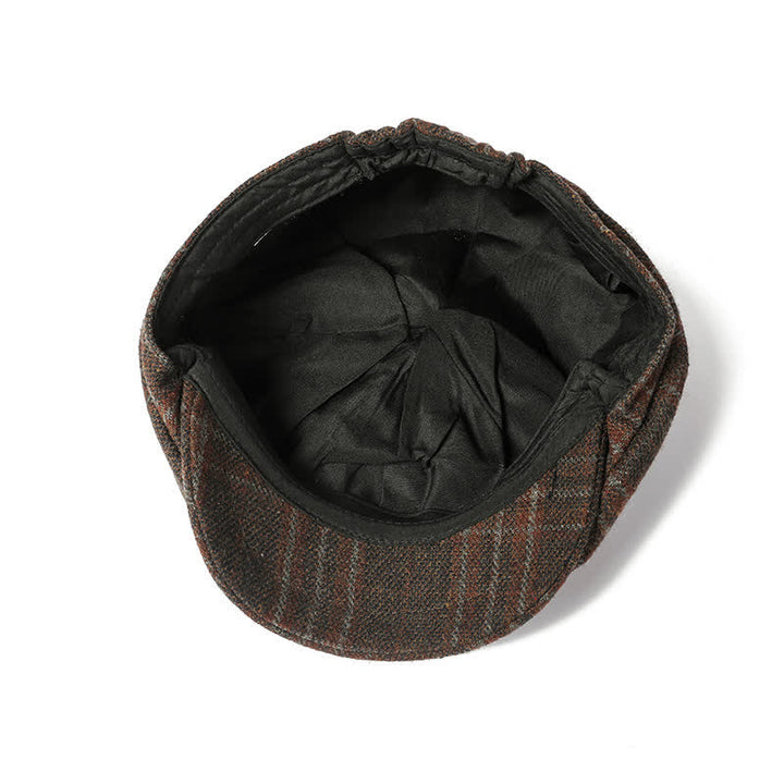 Vintage Plaid Cowboy Gentlemen Octagonal Beret Hat - image 1