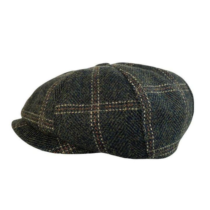 Dark Green Retro Plaid British Painters Octagonal Beret Hat - image 2