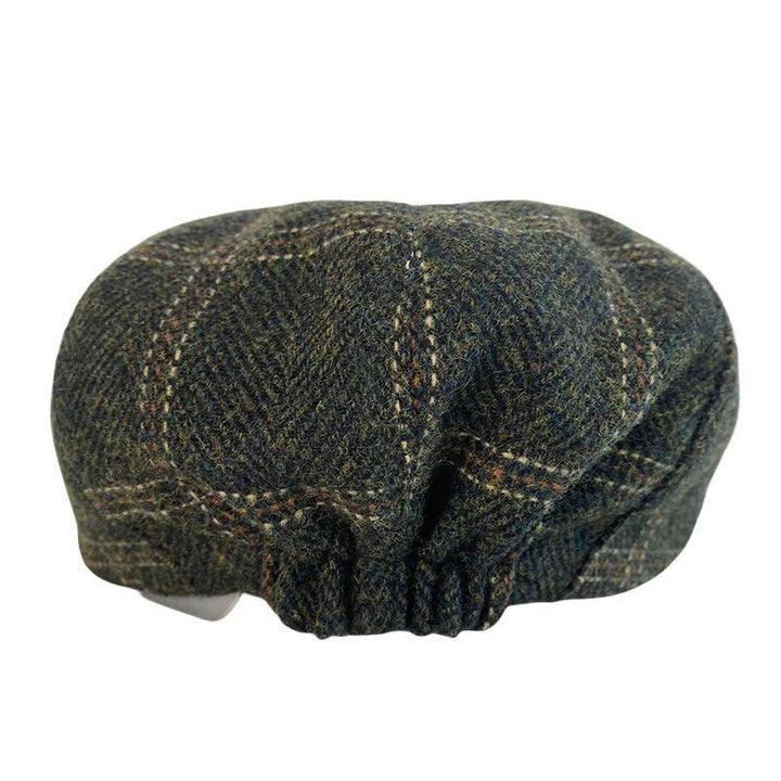 Dark Green Retro Plaid British Painters Octagonal Beret Hat - image 3