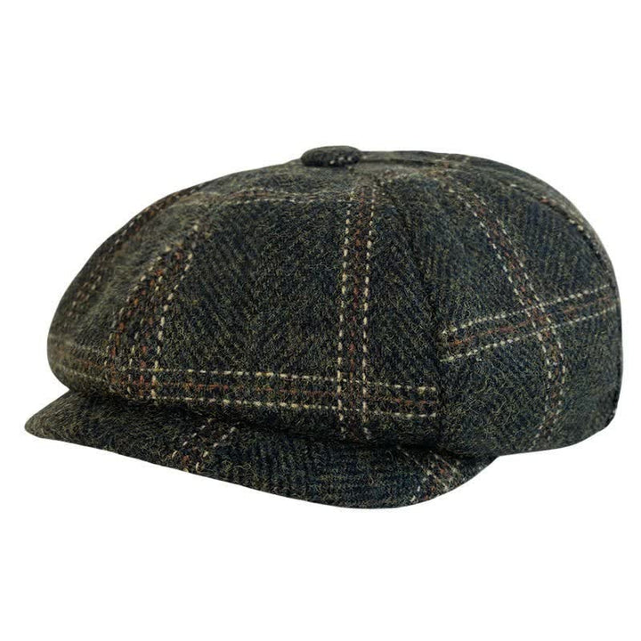 Dark Green Retro Plaid British Painters Octagonal Beret Hat - Dark Green - L (23 1/4"-23 5/8") - image 0