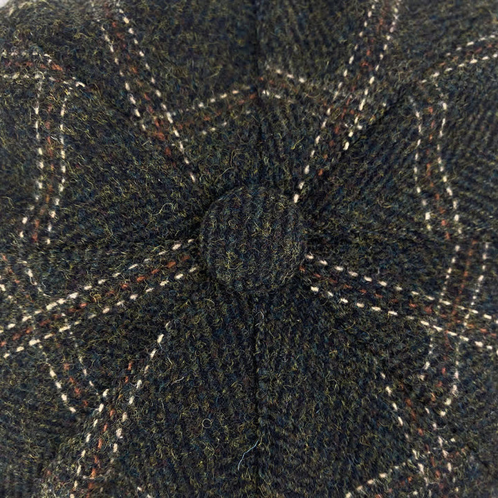 Dark Green Retro Plaid British Painters Octagonal Beret Hat - image 5