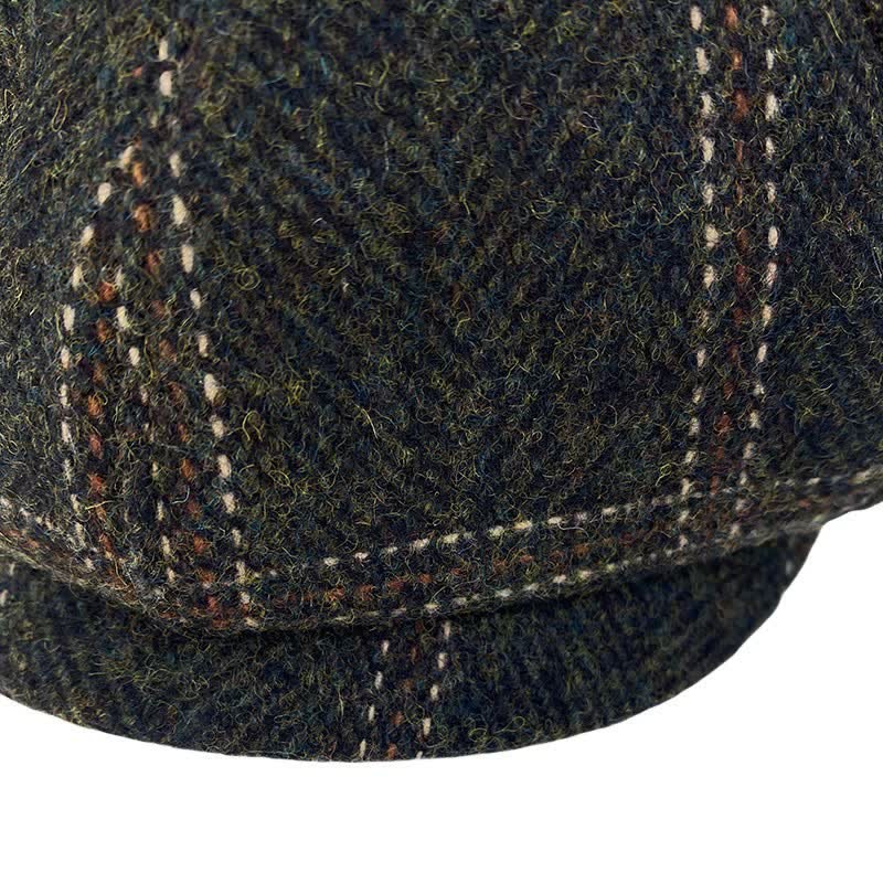 Dark Green Retro Plaid British Painters Octagonal Beret Hat - image 6