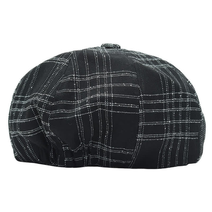 Black & White Plaid Simple Octagonal Cowboy Beret Hat - image 4
