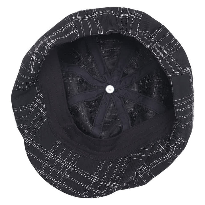 Black & White Plaid Simple Octagonal Cowboy Beret Hat - image 5