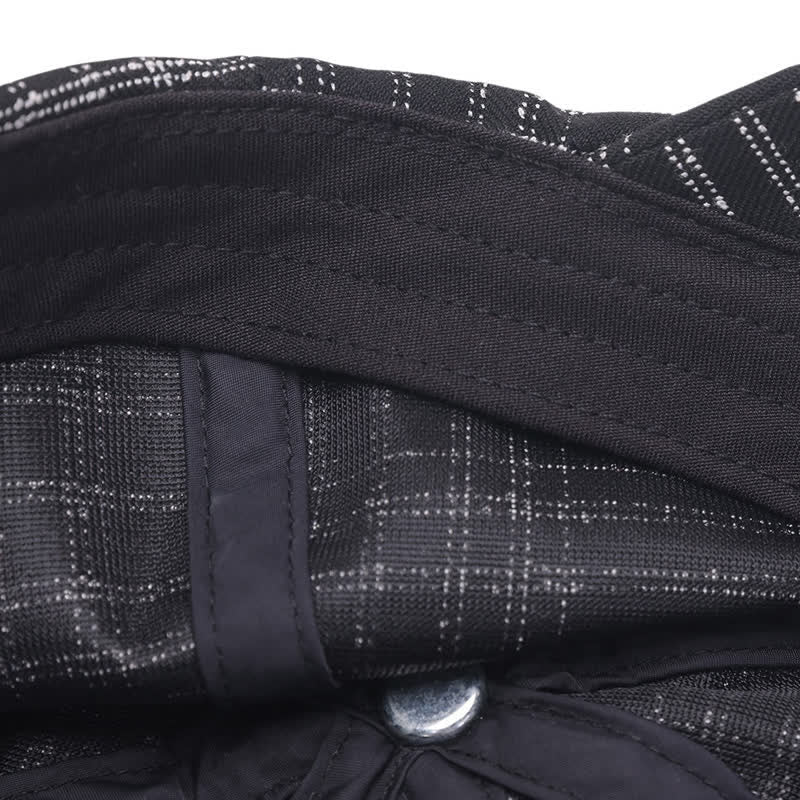 Black & White Plaid Simple Octagonal Cowboy Beret Hat - image 8