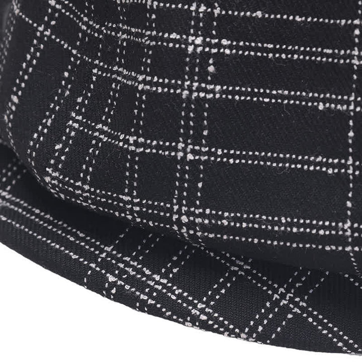 Black & White Plaid Simple Octagonal Cowboy Beret Hat - image 7