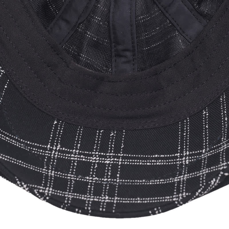 Black & White Plaid Simple Octagonal Cowboy Beret Hat - image 6
