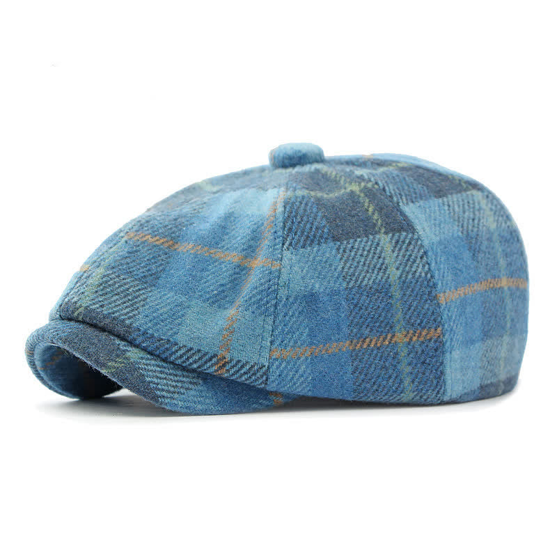 Faux Woolen Tweed Cabbie Newsboy Beret Hat - Blue - Adjustable (21 5/8"-23 1/4") - image 11