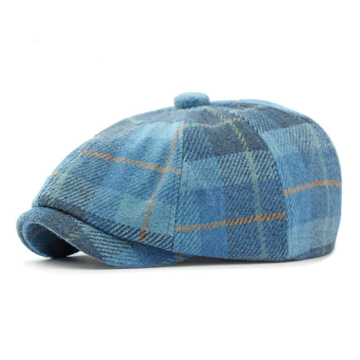 Faux Woolen Tweed Cabbie Newsboy Beret Hat - Blue - Adjustable (21 5/8"-23 1/4") - image 11