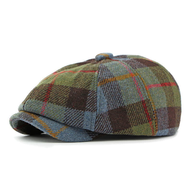 Faux Woolen Tweed Cabbie Newsboy Beret Hat - Army Green - Adjustable (21 5/8"-23 1/4") - image 5
