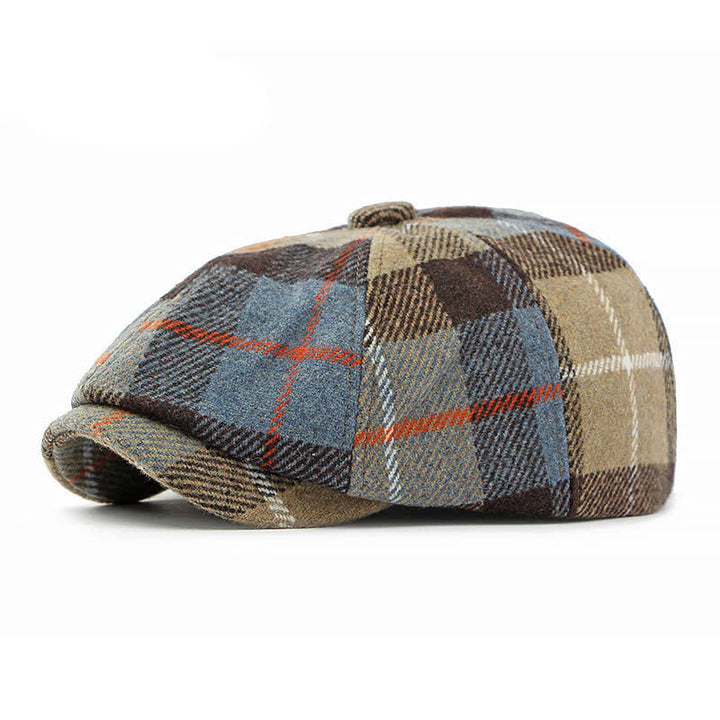 Faux Woolen Tweed Cabbie Newsboy Beret Hat - Khaki - Adjustable (21 5/8"-23 1/4") - image 0