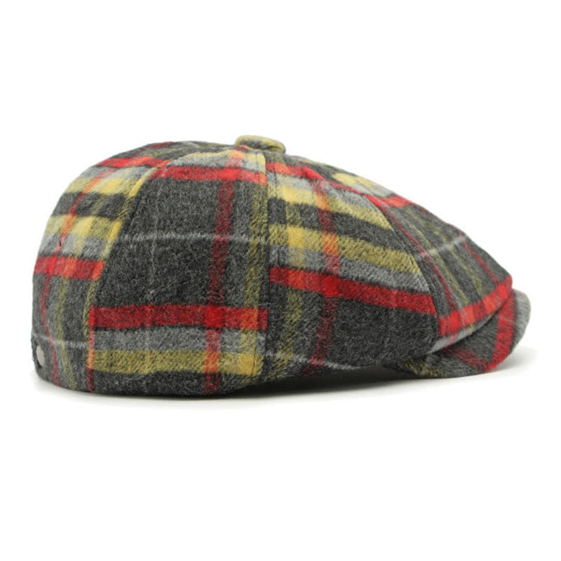 Traditional Plaid Eight Panel Newsboy Cap British Beret Hat - image 6