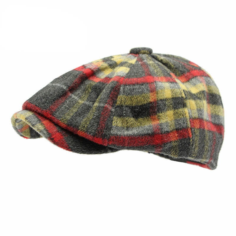 Traditional Plaid Eight Panel Newsboy Cap British Beret Hat - image 4