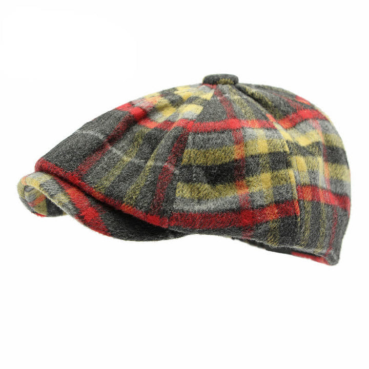 Traditional Plaid Eight Panel Newsboy Cap British Beret Hat - image 4