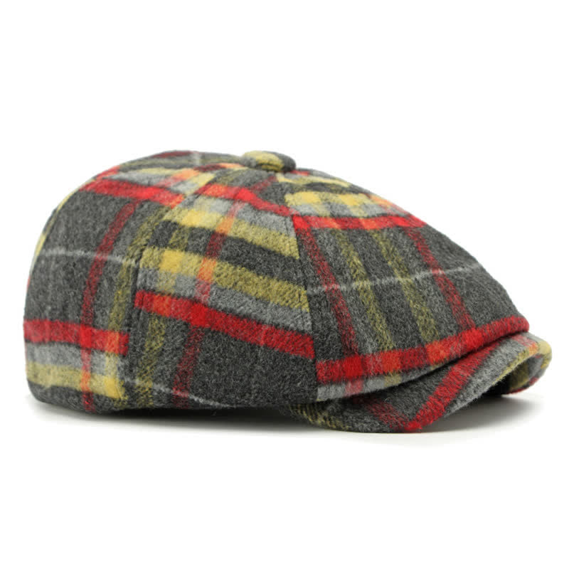 Traditional Plaid Eight Panel Newsboy Cap British Beret Hat - image 5