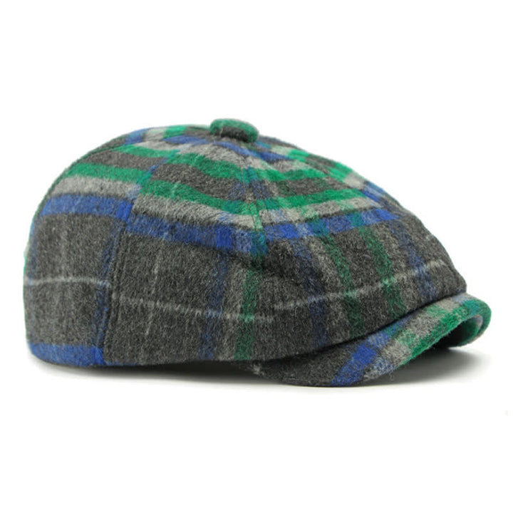 Traditional Plaid Eight Panel Newsboy Cap British Beret Hat - image 13