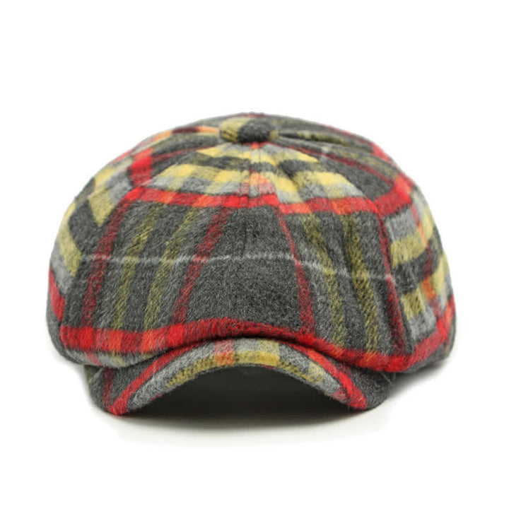 Traditional Plaid Eight Panel Newsboy Cap British Beret Hat - image 2
