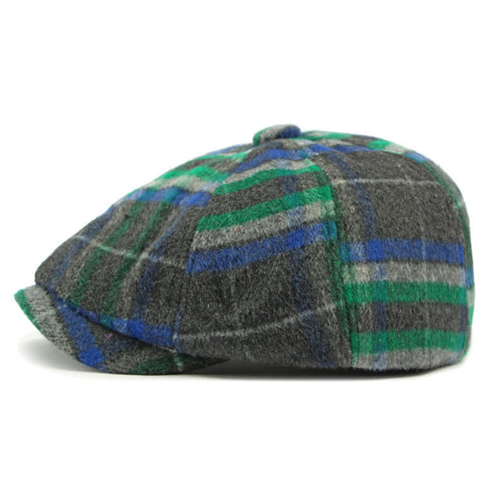 Traditional Plaid Eight Panel Newsboy Cap British Beret Hat - image 14