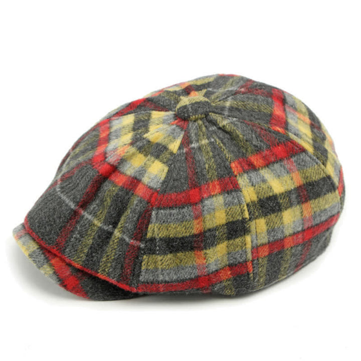 Traditional Plaid Eight Panel Newsboy Cap British Beret Hat - image 3