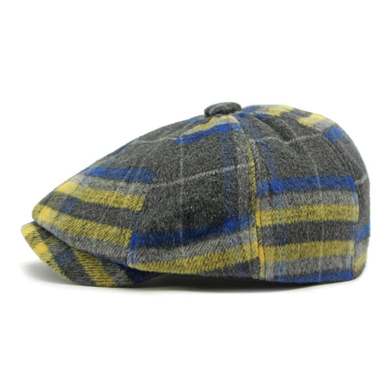 Traditional Plaid Eight Panel Newsboy Cap British Beret Hat - image 11